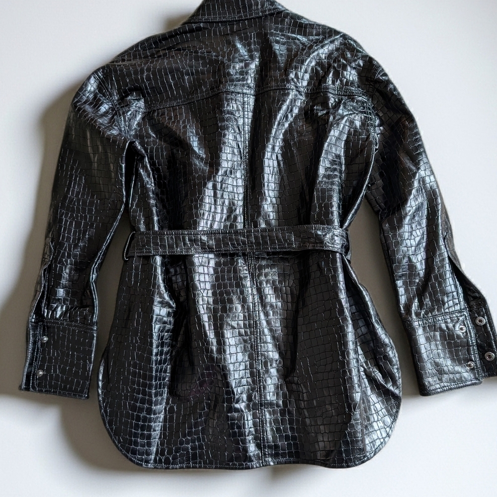 Like New Zara Faux Leather Crocodile Texture Jacket with a matching belt. - Picture 4 of 6